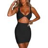 imageKaximil Womens Sexy Bodycon Sleeveless Cut Out Ruched Tank Mini Club Party DressesBlack
