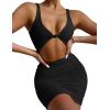 imageKaximil Womens Sexy Bodycon Sleeveless Cut Out Ruched Tank Mini Club Party DressesBlack