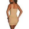 imageKaximil Womens Sexy Bodycon Sleeveless Cut Out Ruched Tank Mini Club Party DressesKhaki