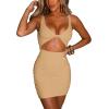 imageKaximil Womens Sexy Bodycon Sleeveless Cut Out Ruched Tank Mini Club Party DressesKhaki