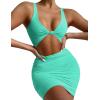 imageKaximil Womens Sexy Bodycon Sleeveless Cut Out Ruched Tank Mini Club Party DressesLight Blue