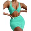 imageKaximil Womens Sexy Bodycon Sleeveless Cut Out Ruched Tank Mini Club Party DressesLight Blue
