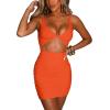 imageKaximil Womens Sexy Bodycon Sleeveless Cut Out Ruched Tank Mini Club Party DressesOrange