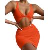 imageKaximil Womens Sexy Bodycon Sleeveless Cut Out Ruched Tank Mini Club Party DressesOrange
