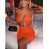imageKaximil Womens Sexy Bodycon Sleeveless Cut Out Ruched Tank Mini Club Party DressesOrange