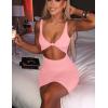 imageKaximil Womens Sexy Bodycon Sleeveless Cut Out Ruched Tank Mini Club Party DressesPink