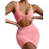 imageKaximil Womens Sexy Bodycon Sleeveless Cut Out Ruched Tank Mini Club Party DressesPink
