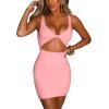 imageKaximil Womens Sexy Bodycon Sleeveless Cut Out Ruched Tank Mini Club Party DressesPink