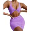 imageKaximil Womens Sexy Bodycon Sleeveless Cut Out Ruched Tank Mini Club Party DressesPurple