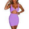 imageKaximil Womens Sexy Bodycon Sleeveless Cut Out Ruched Tank Mini Club Party DressesPurple