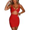 imageKaximil Womens Sexy Bodycon Sleeveless Cut Out Ruched Tank Mini Club Party DressesRed