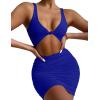 imageKaximil Womens Sexy Bodycon Sleeveless Cut Out Ruched Tank Mini Club Party DressesRoyal Blue