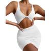 imageKaximil Womens Sexy Bodycon Sleeveless Cut Out Ruched Tank Mini Club Party DressesWhite