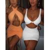 imageKaximil Womens Sexy Bodycon Sleeveless Cut Out Ruched Tank Mini Club Party DressesWhite