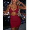 imageKaximil Womens Sexy Bodycon Sleeveless Cut Out Ruched Tank Mini Club Party DressesWine Red