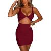 imageKaximil Womens Sexy Bodycon Sleeveless Cut Out Ruched Tank Mini Club Party DressesWine Red