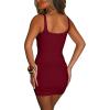 imageKaximil Womens Sexy Bodycon Sleeveless Cut Out Ruched Tank Mini Club Party DressesWine Red