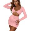 imageKaximil Womens Sexy Bodycon Sleeveless Cut Out Ruched Tank Mini Club Party DressesZpink