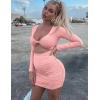 imageKaximil Womens Sexy Bodycon Sleeveless Cut Out Ruched Tank Mini Club Party DressesZpink