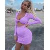 imageKaximil Womens Sexy Bodycon Sleeveless Cut Out Ruched Tank Mini Club Party DressesZpurple