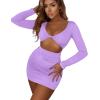 imageKaximil Womens Sexy Bodycon Sleeveless Cut Out Ruched Tank Mini Club Party DressesZpurple