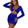 imageKaximil Womens Sexy Bodycon Sleeveless Cut Out Ruched Tank Mini Club Party DressesZroyal Blue