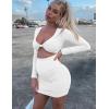 imageKaximil Womens Sexy Bodycon Sleeveless Cut Out Ruched Tank Mini Club Party DressesZwhite