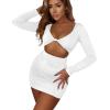 imageKaximil Womens Sexy Bodycon Sleeveless Cut Out Ruched Tank Mini Club Party DressesZwhite