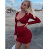 imageKaximil Womens Sexy Bodycon Sleeveless Cut Out Ruched Tank Mini Club Party DressesZwine Red