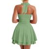 imageKaximil Womens Sexy Halter Ruffle Hem Mini Dress Ruched Waist Corset Short Party DressesPea Green