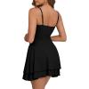 imageKaximil Womens Sexy Ruffle Mini Dress Spaghetti Strap Ruched Corset Party Club Short DressesBlack