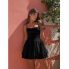 imageKaximil Womens Sexy Ruffle Mini Dress Spaghetti Strap Ruched Corset Party Club Short DressesBlack