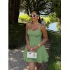 imageKaximil Womens Sexy Ruffle Mini Dress Spaghetti Strap Ruched Corset Party Club Short DressesPea Green