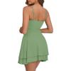 imageKaximil Womens Sexy Ruffle Mini Dress Spaghetti Strap Ruched Corset Party Club Short DressesPea Green