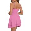 imageKaximil Womens Sexy Ruffle Mini Dress Spaghetti Strap Ruched Corset Party Club Short DressesPink