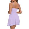 imageKaximil Womens Sexy Ruffle Mini Dress Spaghetti Strap Ruched Corset Party Club Short DressesPurple