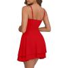 imageKaximil Womens Sexy Ruffle Mini Dress Spaghetti Strap Ruched Corset Party Club Short DressesRed