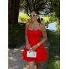 imageKaximil Womens Sexy Ruffle Mini Dress Spaghetti Strap Ruched Corset Party Club Short DressesRed