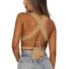 imageKaximil Womens Sexy Sleeveless Halter Criss Cross Cami Lace Up Self Tie Tank Crop TopsKhaki