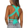 imageKaximil Womens Sexy Sleeveless Halter Criss Cross Cami Lace Up Self Tie Tank Crop TopsLight Blue