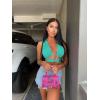 imageKaximil Womens Sexy Sleeveless Halter Criss Cross Cami Lace Up Self Tie Tank Crop TopsLight Blue
