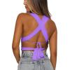 imageKaximil Womens Sexy Sleeveless Halter Criss Cross Cami Lace Up Self Tie Tank Crop TopsPurple