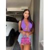imageKaximil Womens Sexy Sleeveless Halter Criss Cross Cami Lace Up Self Tie Tank Crop TopsPurple