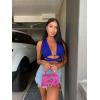 imageKaximil Womens Sexy Sleeveless Halter Criss Cross Cami Lace Up Self Tie Tank Crop TopsRoyal Blue