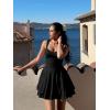 imageKaximil Womens Sexy Square Neck Sleeveless Mini Dress Ruched Ruffle Hem Corset Party DressesBlack