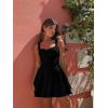 imageKaximil Womens Sexy Square Neck Sleeveless Mini Dress Ruched Ruffle Hem Corset Party DressesBlack