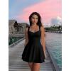 imageKaximil Womens Sexy Square Neck Sleeveless Mini Dress Ruched Ruffle Hem Corset Party DressesBlack