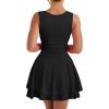 imageKaximil Womens Sexy Square Neck Sleeveless Mini Dress Ruched Ruffle Hem Corset Party DressesBlack