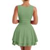 imageKaximil Womens Sexy Square Neck Sleeveless Mini Dress Ruched Ruffle Hem Corset Party DressesPea Green