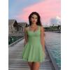 imageKaximil Womens Sexy Square Neck Sleeveless Mini Dress Ruched Ruffle Hem Corset Party DressesPea Green